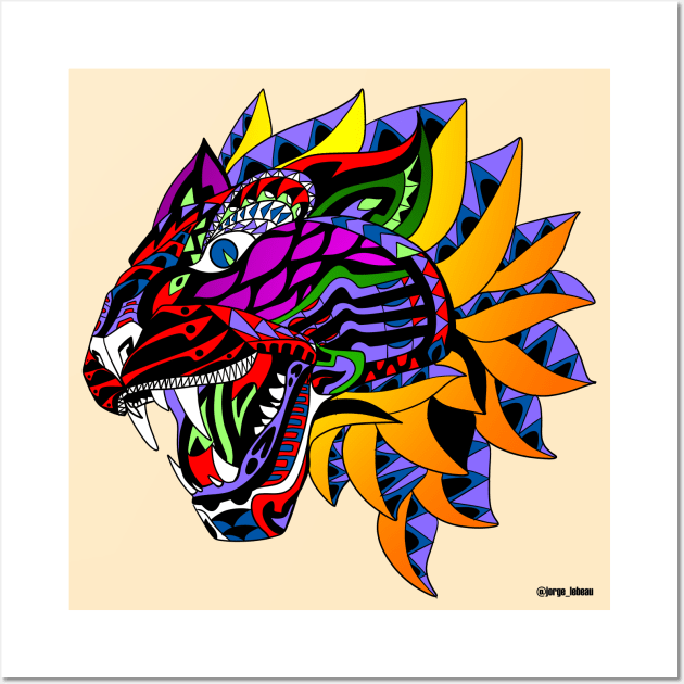 tiger mask in mandala pattern ecopop Wall Art by jorge_lebeau